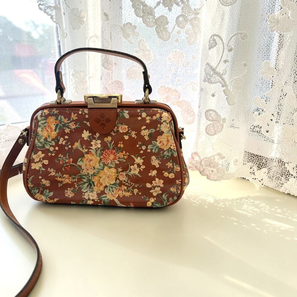 PATRICIA NASH Gracchi Frame Satchel Bag Vintage Botanical Floral 3932/4
